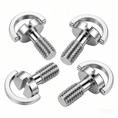 4PCS 1/4-20 Threaded D-Shaped Ring Stainless Steel Camera Fixing Screw, Suitable for Camera Tripods, Monopods, and QR Quick-Release Plates As Adapter Screws