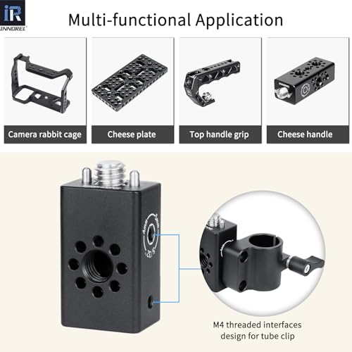 INNOREL CB1 CNC Aluminum Alloy Multi-Function Cheese Handle, Cheese Grip Extension Bar Featuring Multiple 3/8" Arri Locating Holes for Camera Cage Frames, DIY Video Rigs, Any 3/8" Threaded Point - size: CB1