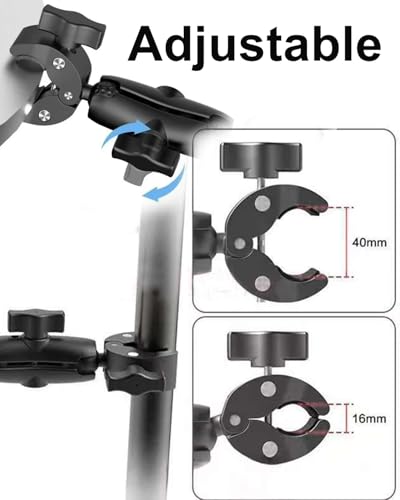 3-in-1 Super Mount Clamp Socket Arm 1/4"-20 Ball Head Adapter for Camera/Phone/Monitor/LED Lights/Microphone Accessories (Short Style)