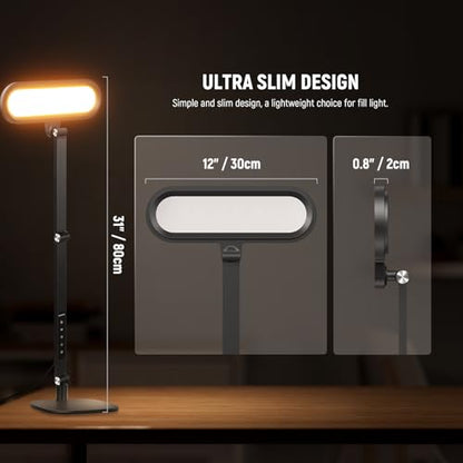 NEEWER Basics 16W Desktop LED Lamp for Home Office Video Conference Reading Lighting, Eye Caring Foldable Double Sided Dimmable Touch Ring Light with Desk Stand Memory Timer 5 Color Modes CRI95, FR16