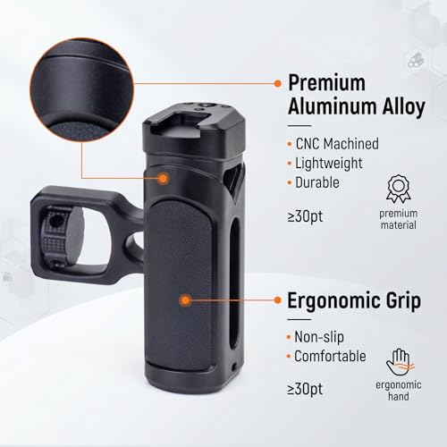 Zeadio Adjustable Camera Side Handle with 1/4"-20 Knob & Cold Shoe Mount for Mirrorless DSLR Cameras Phone Stand, for Recording, Vlog Tripod, Phone Vlogging Kit, Travel Tripod etc (Pack of 2)