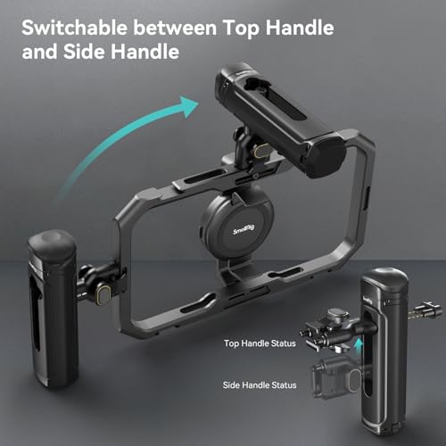 SMALLRIG Quick Release Side Handle for Universal Mobile Phone Cage 4299 and iPhone 15 Series Cage, Aluminum Handle Grip with Built-in Cold Shoe - 4403 - size: 4403 (Without Wireless Control)