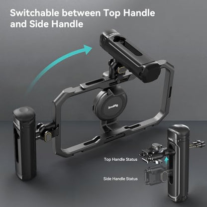 SMALLRIG Quick Release Side Handle for Universal Mobile Phone Cage 4299 and iPhone 15 Series Cage, Aluminum Handle Grip with Built-in Cold Shoe - 4403 - size: 4403 (Without Wireless Control)