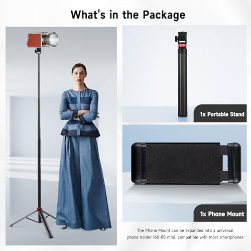 YSKE(MT-79) Light Stand Tripod 81", 7-Section 0.8lbs, Foldable - Camera Phone Mount for DSLR, GoPro, iPhone, LED Video Light, Ring Light, TikTok YouTube Creator