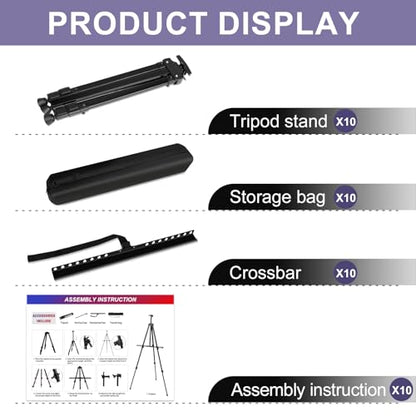 AROIC10 Pack Painting Display Easel Stand Portable Adjustable Metal Tripod Artist Canvases Height from20to66Inch Extra Sturdy forTable-Top/Floor Painting, Drawingand Displaying,Black with10StorageBag - style: 10P