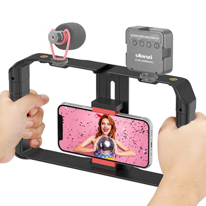 ULANZI U Rig Pro Smartphone Video Rig, Filmmaking Vlogging Case, Phone Video Stabilizer Grip Tripod Mount for Videomaker Film-Maker Video-grapher with Cold Shoe Mount for iPhone Samsung and More - color: Black