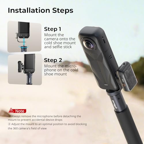 SMALLRIG Cold Shoe Mount 360° Adjustable for Insta360 X5 / X4 Accessories, Invisible Microphone Mount for DJI Mic 3 Transmitter, with 18.5mm Audio Adapter Cable - 5825 - style: Cold Shoe Mount