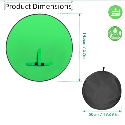 Portable 57 Inch Matte Green Screen with Adjustable Stand, Wrinkle-Proof Chroma Key Backdrop for Live Stream, Zoom Calls, Video Shooting & Gaming