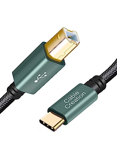 CableCreation USB B to C 6.6 FT Printer Cable, MIDI Cable, Nylon Braided USB-B to C Cord for MacBook Pro/Air, Type C to Type B for Yamaha Piano, MIDI Keyboard, DJ Controller, DAC, Green - color: Green, size: 6.6FT