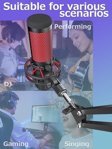 M05 Boom Arm, 360° Rotatable Microphone Stand with Desk Mount (QuadCast dapter (black)) - color: QuadCast dapter (black)