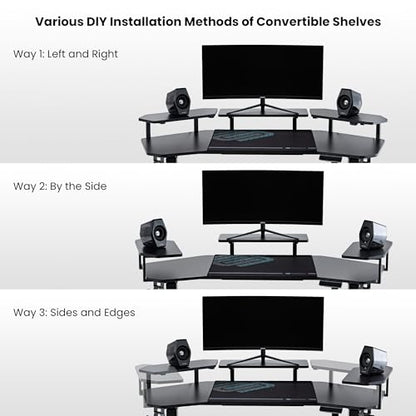 EUREKA ERGONOMIC Aero 55 Inch W Shaped Electric Standing Desk, Height Adjustable Computer Gaming Desk with LED Monitor Shelf, Mouse Pad, Headphone Hook, Cup Holder, Carbon Black - color: Black, size: 55"W x 35"H-Adjustable