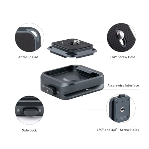 PGYTECH Quick Release Plate +Adapter w/Arcac-Swiss Interface Camera Quick Release Plate Mount for Sony/Nikon/Fuji/DJI Quick Setup Mount w/ 1/4" to 3/8" Screw Thread Gimbles Sliders Tripods Adapter - style: Clamp & Plate