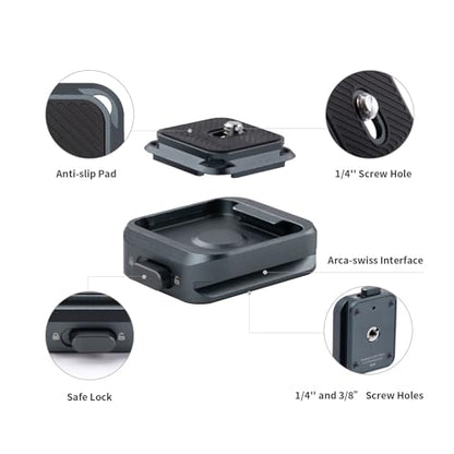PGYTECH Quick Release Plate +Adapter w/Arcac-Swiss Interface Camera Quick Release Plate Mount for Sony/Nikon/Fuji/DJI Quick Setup Mount w/ 1/4" to 3/8" Screw Thread Gimbles Sliders Tripods Adapter - style: Clamp & Plate