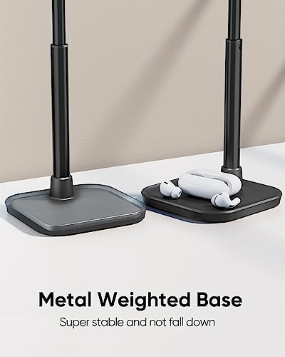 Cell Phone Stand, Adjustable Height Phone Stand for Desk, Eye Level Desktop Phone Holder Compatible with iPhone, Pro Max, Samsung, and All Mobile Phones up to 10'' - color: Black