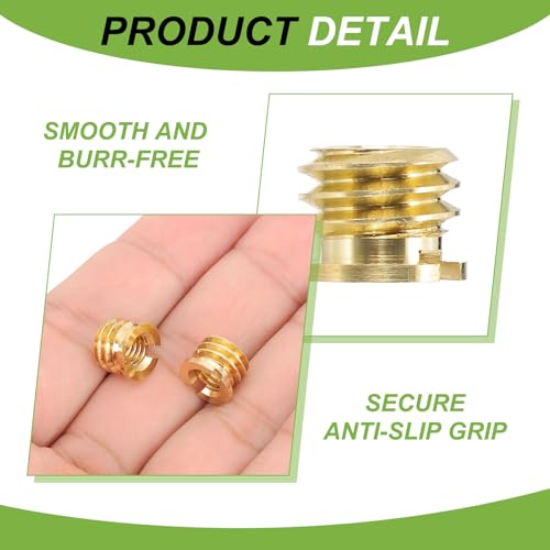 PATIKIL M6 Female to 3/8" Male Convert Screw Adapter, 12 Pcs Tripod Thread Adapter Mount for Camera Monopod Video DSLR SLR Mic Stand, Gold