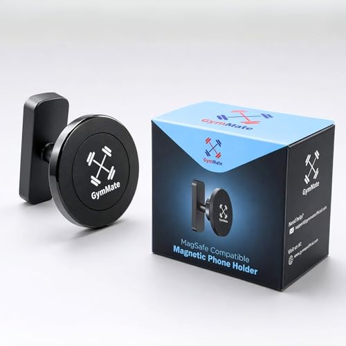 Gym Pro-Grade Magnetic Phone Holder for Racks & Machines, MagSafe Compatible Dual-Sided N52 Magnet Mount, 360° Adjustable Ball Joint for Filming Workouts