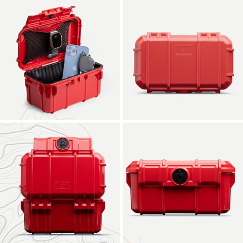 Evergreen 58 Waterproof Dry Box Protective Case - Travel Safe/Mil Spec/USA Made - for Cameras, Lenses, Phones, Pistols, First Aid, Boating, Water Sports, Tacklebox, Ammo Can, Deck Boxes - color: Red