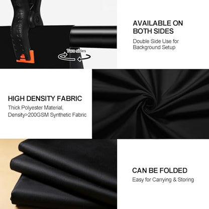 10x12Ft Black Large Photography Backdrop, Black Screen Photo Background for Photoshoot, Zoom Meeting, Game Live Steaming Live, Party, Vedio - color: Black, size: 10x12ft