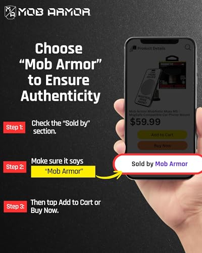 Mob Armor MobNetic Maxx MS - MagSafe Compatible Car Phone Mount w/ 90º Tilt, 360º Rotation & Durable Aluminum Build, Magnetic Holder for iPhone & Android Devices, USA Assembled - Gun Metal - color: Gun Metal