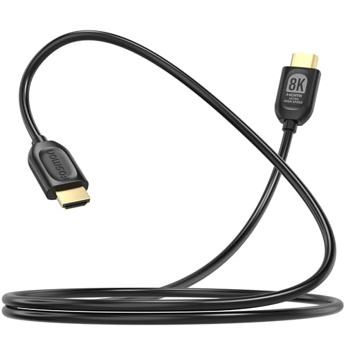 Fosmon 8K HDMI Cable 6FT HDMI 2.1 Cord 48Gbps 8K@60Hz 4K@120Hz Compatible with TV UHD HDTV Streaming Soundbar Laptop PC Monitor Projector Blu-ray PS5 Xbox Nintendo Switch Gaming, Support eARC HDR HDCP - size: 6FT, style: 8K
