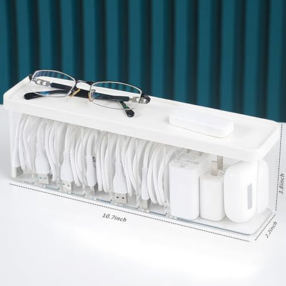 Charger Cable Cord Storage Organizer Box - Easy Storage Without Cable Ties - 1 Pack With Lid