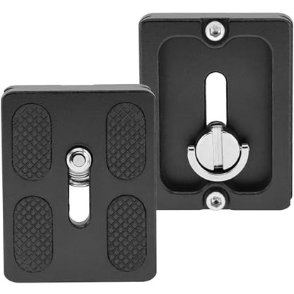 2 Pack Aluminum Alloy Quick Release Plate, Tripod Quick Release Plate PU50, for Arca Swiss Plate with 1/4" Slotted Screw/D-Ring Screw, Camera Mount Adapter for Standard Tripod Ball Heads