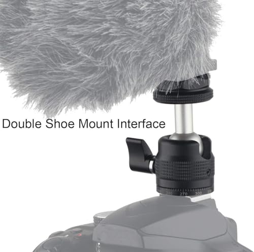 Mini Ball Head Cold Shoe Mount, Panoramic Tripod Ballhead with 1/4 Screw, Shoe Mount Adapters for Speedlight/Monitor/Microphone