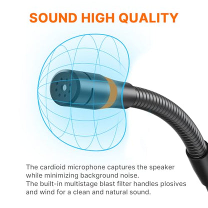 Saramonic GM18CU 18” Cardioid Condenser Gooseneck Mic with USB Base, Button Control & Headphone (USB C)