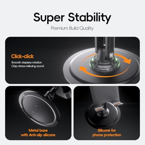 Adjustable Phone Stand for Desk, 360° Rotating Foldable Mobile Phone Holder, Sturdy Office Desk Accessories for All iPhone & Samsung Galaxy Models - color: Desktop Phone Holder