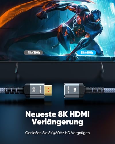 Highwings 8K 4K HDMI Extender Cable, Short HDMI Extension Cable 2.1 4K@30Hz/ 60Hz/ 120Hz, Ultra high Speed HDMI Adapter Male to Female Compatible with PS5 Roku Stick Blu Ray Player HDTV Laptop 5FT - color: Grey, size: 5 feet, style: 8k 1pack