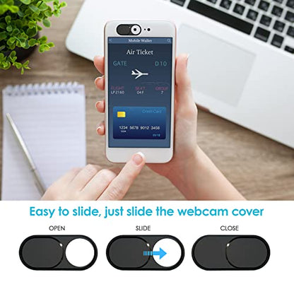 HKDGYHON Webcam Cover, Camera Cover Slide, 0.027in Ultra-Thin Metal Camera Cover for Laptop, PC, MacBook, iMac, iPad, iPhone, Smartphone, Web Camera Protect Your Privacy (Black/Pink/Silver-12 Pack) - color: Black/Pink/Silver - 12 Pack