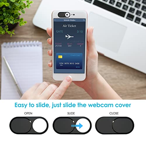 HKDGYHON Webcam Cover, Camera Cover Slide, 0.027in Ultra-Thin Metal Camera Cover for Laptop, PC, MacBook, iMac, iPad, iPhone, Smartphone, Web Camera Protect Your Privacy (Black/Pink/Silver-12 Pack) - color: Black/Pink/Silver - 12 Pack