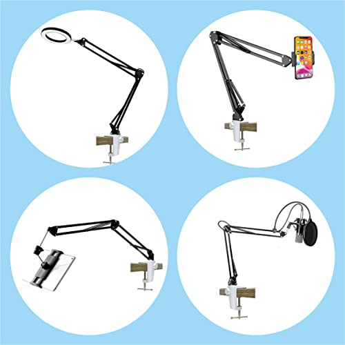 Desk lamp Clamp: 2PACK 1/2 Enlarge Hole Replacement C Clamp for Desk Light,Magnifying Glass with Light,Table Mic Stand,Mic Arm Desk Mount,Swing Arm Phone Holder,for Home Office Work Task (WHITE) - color: White