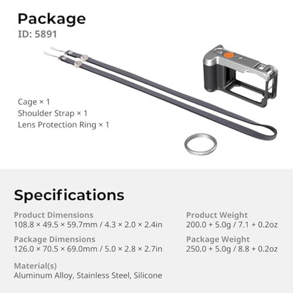 SMALLRIG Street Grip Kit for DJI Osmo Action 6, Aluminum Cage with Cold Shoe, Shoulder Strap, Lens Protection Ring, Protective Frame with 1/4"-20 Locating Holes, for Street Photography - 5891 - style: All-in-One Street Grip Kit