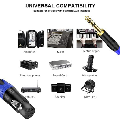 (2Pack / 6 inch) XLR to 1/4 TRS Stereo Adapter,XLR Female to 1/4 Inch (6.35mm) Balanced Microphone Stereo Audio Converter AdapterCable for Speakers, Mixers, Amplifiers - color: 6 inch - 2 pack