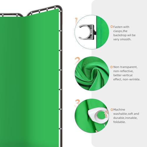 7.87ft x 13.12ft Large Green Screen Backdrop with Stand, Foldable Frame for Group Photo Backdrop, YouTube Creators, Streamers, Studio Photography, Video Shooting, Live Streaming & Gaming
