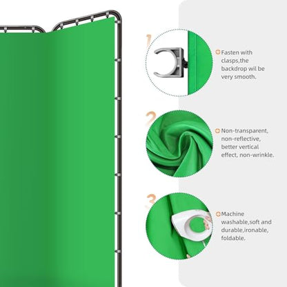7.87ft x 13.12ft Large Green Screen Backdrop with Stand, Foldable Frame for Group Photo Backdrop, YouTube Creators, Streamers, Studio Photography, Video Shooting, Live Streaming & Gaming