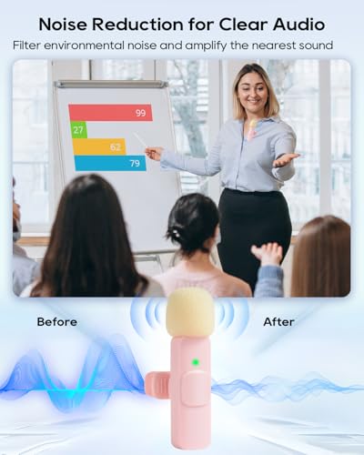 USB C Phone Microphone for iphone Android Tablet ipad PC Wireless Lavalier Mini Mic for Content Creator Video Recording Vlogging Youtube Tiktok Podcast Interview Usbc Microphones Small Mics Pink