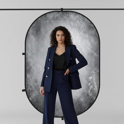 Kate Collapsible Backdrop for Photography Flower Blue and Grey Portable Photo Backdrops Pop Up Background for Portrait, Live Streaming, 5x6.5ft