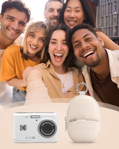Soft Camera Case Compatible With Kodak Pixpro FZ45 FZ55 & Camkory FHD 1080p,Lightweight Digital Camera Carrying Case With Extra SD Cards Storage, Protective Travel Bag - Perfect Gifts, Beige - color: Beige