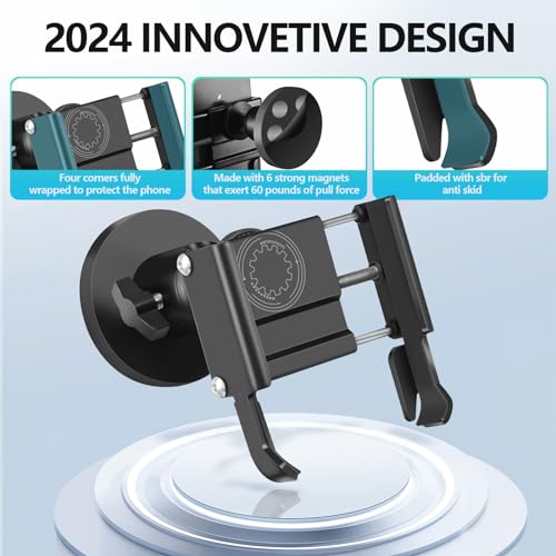 Vinkqiado Gym Magnetic Phone Holder, All Metal Magnet Base Phone Mount for Gym Equipment, Tractor, Refrigerator, Forklift, or Any Ferrous Metal Surface, Compatible with All Smartphones - size: 66mm Base