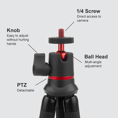 PULUZ Portable Phone Tripod with Wireless Remote and Clip, Flexible Cell Phone Tripod Stand for Video Recording/Vlogging/Selfie