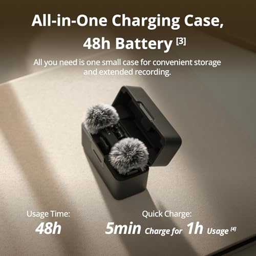DJI Mic Mini (2 TX + 1 RX + Charging Case), Wireless Lavalier Microphone for iPhone/Camera/Android, Ultralight, Detail-Rich Audio, 48h Use, Noise Cancelling, Automatic Limiting, Vlog, Streaming - style: Mic Mini (2 TX + 1 RX + Charging Case)