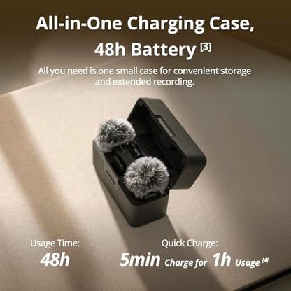 DJI Mic Mini (2 TX + 1 RX + Charging Case), Wireless Lavalier Microphone for iPhone/Camera/Android, Ultralight, Detail-Rich Audio, 48h Use, Noise Cancelling, Automatic Limiting, Vlog, Streaming - style: Mic Mini (2 TX + 1 RX + Charging Case)