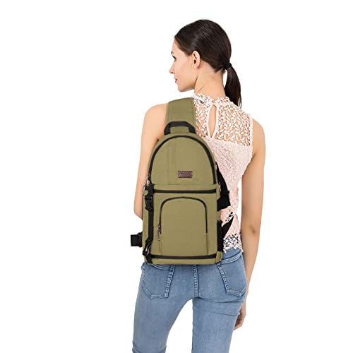 MOSISO Camera Sling Bag, DSLR/SLR/Mirrorless Camera Case Shockproof Photography Camera Backpack with Tripod Holder & Removable Modular Inserts Compatible with Canon/Nikon/Sony/Fuji, Khaki - color: Khaki