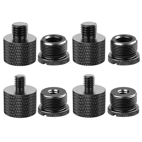 IXTECH Mic Stand Adapter Set - 8 Piece Metal Mic Stand Adapter Kit - 3/8 to 5/8 & 1/4 to 5/8 Female to Male Thread Adapter - Boom Arm Adapter (2) - color: Black