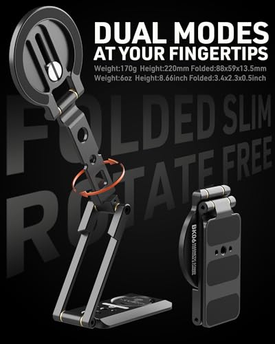 2-in-1 Magnetic Phone Stand & Action Camera Mount, N52 Magnet Phone Holder | for Gym/Desk, Portable for Magsafe iPhone 17-12, Arca-Swiss & 1/4" Screw for DJI Osmo Pocket 3/4, GoPro 13/12|Patented Design