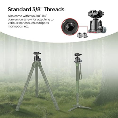 Manbily Low Profile Ball Head, 44mm Tripod Head with Picatinny to Arca-Swiss Adapter and 1/4" Quick Release Plate, CNC Aluminum 360° Head for Hunting Shooting Tripod DSLR Camera, Max Load 44lbs/20kg