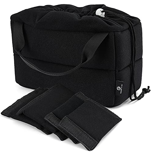 Koolertron Shockproof Camera Photo Bag for SLR TLR Camera Insert Partition Padded Case,Can be Put Directly Into the SLR Camera Bag With Freely Adjustable Compartment - color: Black with Straps