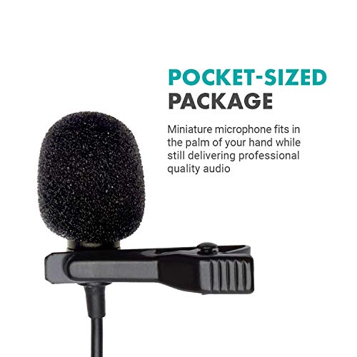 Movo DOM1 3.5mm TRS Lavalier Omnidirectional Condenser Microphone for Camera Microphone Compatible with DSLR Cameras, Recorders and More